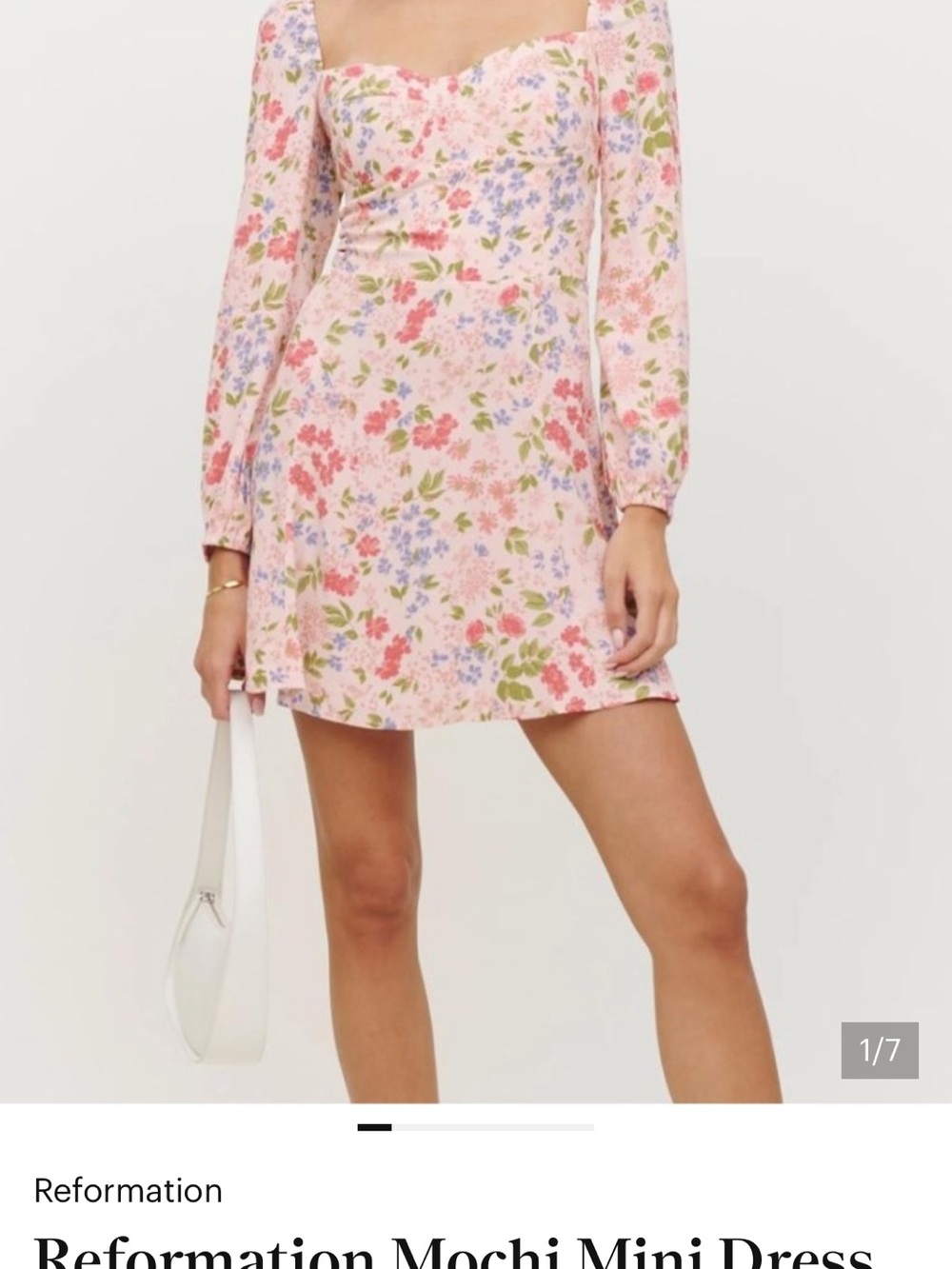 Reformation Pink Floral Long-Sleeve Mini Dress Size 0